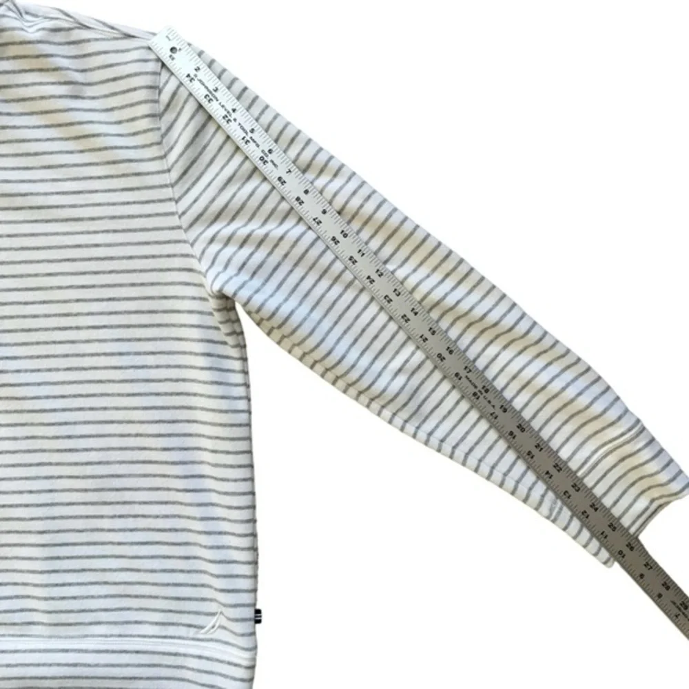 Nautica Men's Quarter Zip Sweater White‎ Gray Striped Size Large